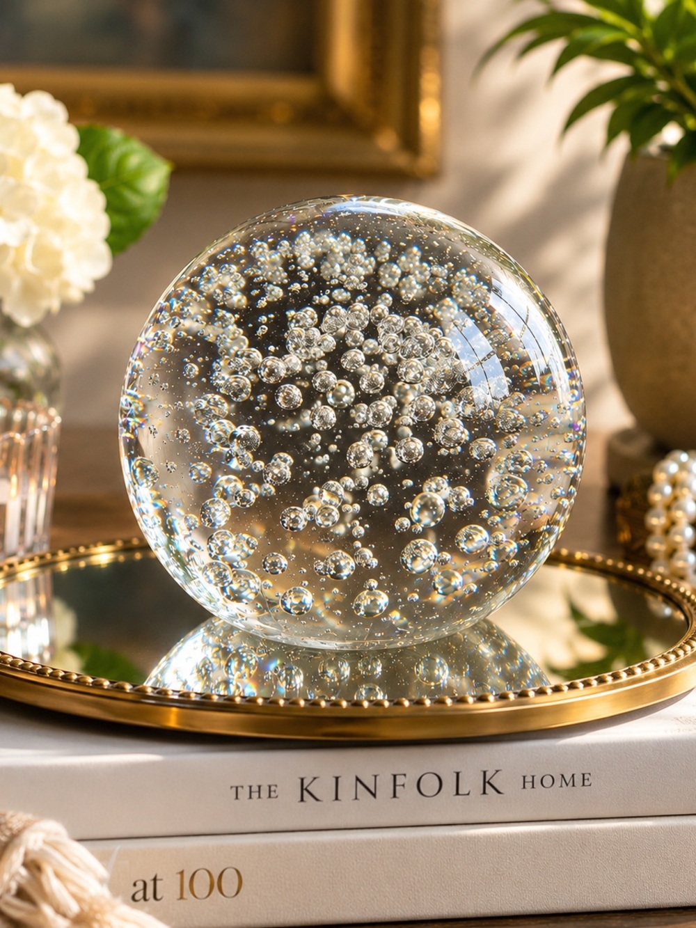 Crystal Bubble Paperweight — Clear Decorative Sphere